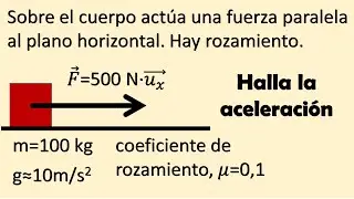 HALLA LA ACELERACIÓN DEL BLOQUE CON ROZAMIENTO. Plano horizontal