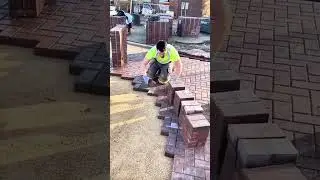 The Process of Installing Paving Blocks with a Neat and Precise Pattern #shorts