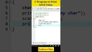 C Program to Print ASCII Value of Character 