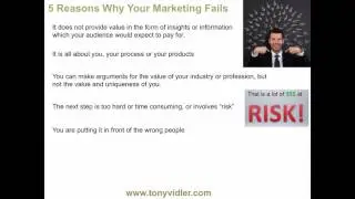 Tony's Quick Tips: 5 Reasons Why Your Marketing Fails