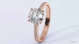 Four claw rose gold selection of side stone engagement ring