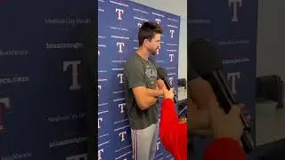 Jacob deGrom talks about his first live batting practice with #Rangers. #shorts