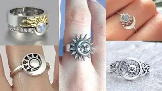 Latest sun and moon silver ring design men and women// silver ring design