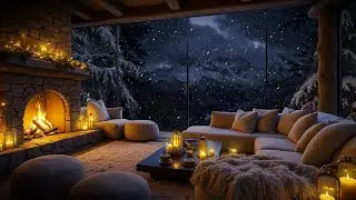 Peaceful Snowfall Evening in a Cozy Winter Cabin ❄️🔥 Fireplace Glow & Calm Ambience