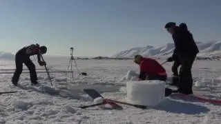 Cutting AUV hole with ice saw