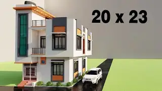 तीन भाइयों के लिए मकान का नक्शा,20x23 Corner House Elevation,Small india House Design