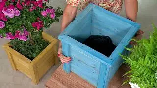 Vegtrug Classic Square Cedar Wood Planter with Liner on QVC