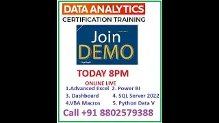 DEMO Class |  Data Analysis  Course Advanced Excel + VBA Macros + Power BI + SQL Server + Python