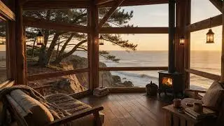 Cozy Seaside Cabin at Dusk 🌊 Ocean Waves ASMR for Stress Relief