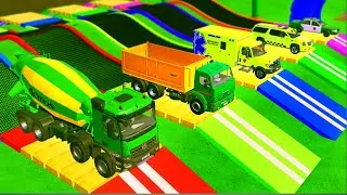 VOLKSWAGEN, MCQUEEN, DACIA POLICE CARS & MERCEDES FIRE TRUCK VEHICLES TRANSPORTING ! FS22