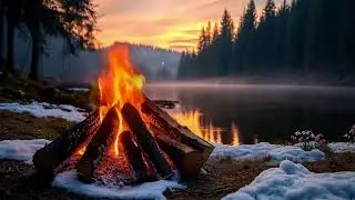 Cozy Lakeside Campfire Vibes &ndash; Early Spring Nature&rsquo;s Perfect Soundscape#naturesounds #dreamplace 