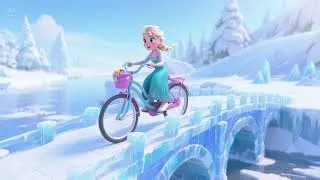 Elsa&rsquo;s Bicycle Over the Icy Bridge | Frozen Winter Ride Song for Kids