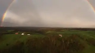 Drone Footage of A Beautiful Rainbow and Sunset After the Storm In Kentucky