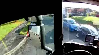 POV Driving Scania R450 Tandem (double axle) - England - Narrow streets, traffic