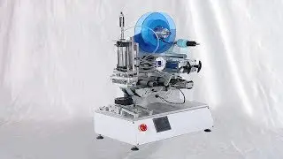 semi automatic flat bottles curved shaped container rolling labeling MC custom labels applicator