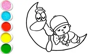 Cute little pocoyo drawing for kids, let's draw, painting and Coloring drawing for kids and toddlers