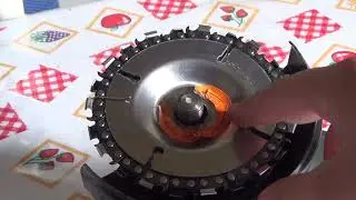 DISCO PARA LIXADEIRA COM CORRENTE DE MOTOSSERRA APRESENTAÇÃO MONTAGEM E TESTE.