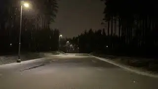 Snowy Night Street Ambience ❄️ Calm Winter Road | 5 Hours for Sleep, Focus & Relax