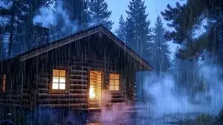 🌧️ Cozy Cabin Rain Sounds at Night | Deep Sleep with Forest Rain & Warm Fireplace