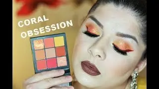 NEW HUDA BEAUTY CORAL OBSESSION MINI PALETTE REVIEW/DEMO