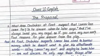 The proposal question answer | the proposal important questions | the proposal ncert solutions