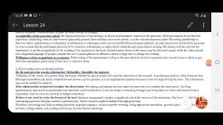 STA630 Research Method || Lecture # 24 || Pilot Testing of the Questionnaire