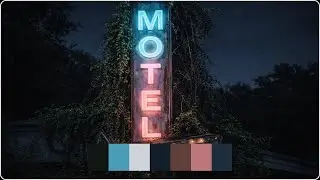 Overgrown Neon Motel Sign &mdash; Cinematic Color Palette | Color Vibe Archive