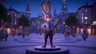 ZOOTOPIA SYNTHWAVE &mdash; Rabbit Officer on a Whimsical Night