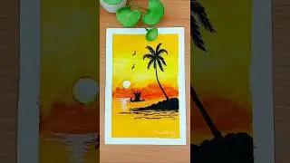Easy sunset Painting / Easy Painting  #shorts  #painting #sunset  #nehandrawing