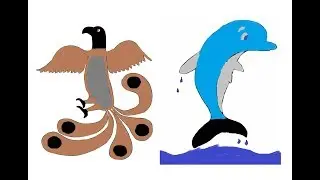 Coloring Pages for Kids | Shapes Worksheets for Preschool | Painting Eagle and Dolphin Shape