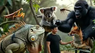  , Fox & Gorilla 🦎🐨 AI 3D Cartoon Comedy | Iguana, Koala & Funny Insect Farm 🐸🦗 Animals AI Cartoon 3