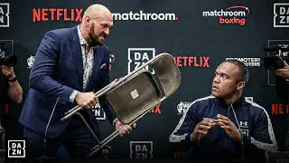 CHAOS ERUPTS as Tyson Fury THROWS CHAIR at Fabio Wardley During Heated Press Conference!