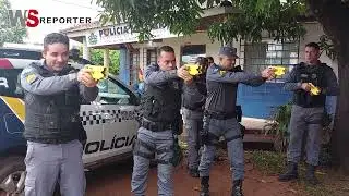 Policiais militares de Brasnorte receberam  instruções para a utilização da arma Taser X2