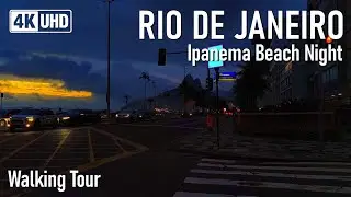 RIO DE JANEIRO Walk | Ipanema Beach After Dark 🇧🇷 | A Real Night Walk | 4K