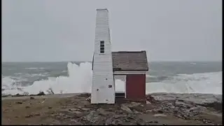 Pemaquid Point bell house struck by massive wave in Saturday storm