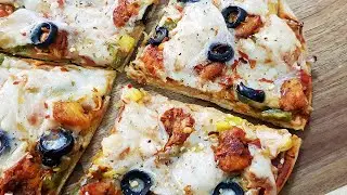 How to make Pizza l Chicken Tikka Pizza l without Oven without Yeast l Cooking with Benazir