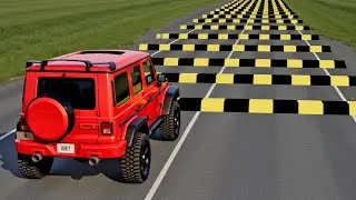 Cars vs 100 Speed Bumps EXTREME #6 Challenge in BeamNG Drive -BeamNG Crown -Mobil vs 100 Speed Bumps