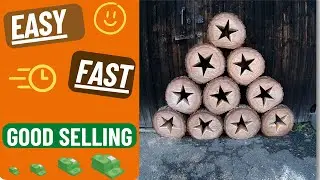 Tree stars inlay // chainsaw carving // decoration christmas