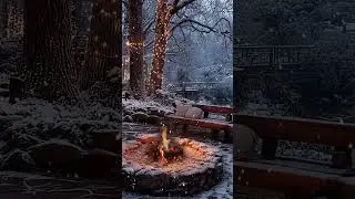 Winter Firepit Snow Night ❄️🔥 Smooth Jazz