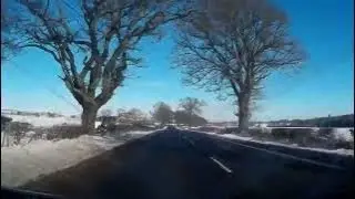 Winter Road Trip Drive With Bagpipes Music On History Visit To Burrelton Perthshire Scotland