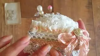 Vintage Buttons, Mini Pin Cushion & Dangle Charm 4 Jean Wragg's Challenge