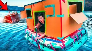 Floating Box Fort On a LAKE (48 Hour Challenge) Escaping Project Zorgo