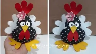 Galinha de Fuxico peso de porta.