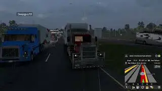 American Trucking Convoy with a heavy load