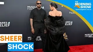 Bianca Censori's sheer shock red carpet arrival at the Grammys | Sunrise