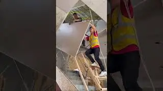Sloping Ceiling Installation in Stair Area! Difficult but Precision #construction #popular #shorts