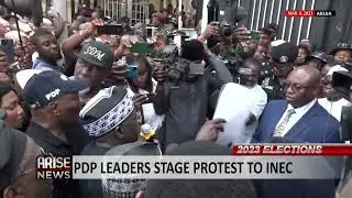 2023 ELECTIONS: PDP LEADERS STAGE PROTEST TO INEC