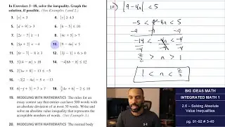 Big Ideas Math [IM1]: 2.6 - Solving Absolute Value Inequalities (Lecture & Problem Set)