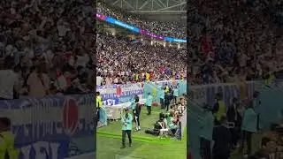 Amazing Japanese fans chant during Japan vs Croatia at 2022 FIFA World Cup in Qataar