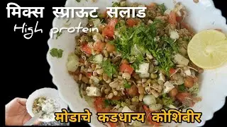 मिक्स sprout सलाड 👌मोडाचे कडधान्य कोशिंबीर सोबत चटपटीत दही चाट 🤤🤤 प्रोटीन युक्त नाश्ता चटपटीत 